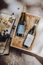 2er Holzkiste mit Scharnierdeckel Wein/Sekt inkl. Trennsteg – Bild 2