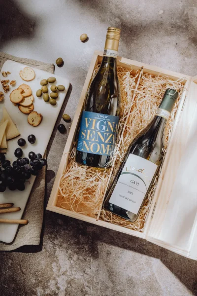 2er Holzkiste mit Scharnierdeckel Wein/Sekt inkl. Trennsteg – Bild 2